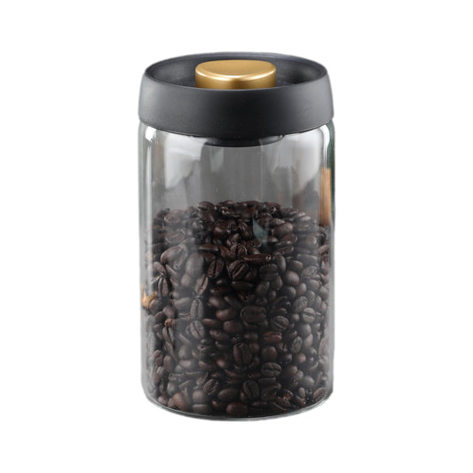 LOEZ Coffee Bean Storage Container Airtight Lid Sealed with Press-Down Vacuum Borosilicate Glass Coffee Canister Food Storage Coffee Bar for Ground Coffee Tea Beans Spices (Large - Clear)