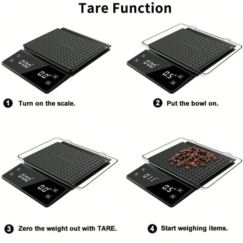 Display Digital High Precision Coffee Kitchen Scale Rechargeable Auto Timer